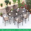 Antique Bronze Cast Aluminum Durable Waterproof Modern European Classical Dining Table with Storage-Outdoor Garden Dining Set
