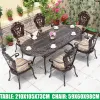 Antique Bronze Cast Aluminum Durable Waterproof Modern European Classical Dining Table with Storage-Outdoor Garden Dining Set