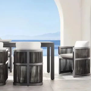 Bespoke Aluminum Garden Dining Set Modern Outdoor Table and Chairs for Luxury Villa Terrace and Resort Dining Area