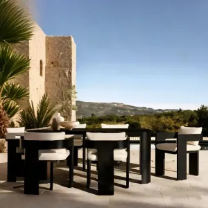 Bespoke Aluminum Garden Dining Set Modern Outdoor Table and Chairs for Luxury Villa and Resort Dining Area