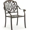 Cast Aluminum Rocking Chair-Classic Curved Base European Design Durable Dark Brown Farmhouse Villa Hotel Park Courtyard Dining