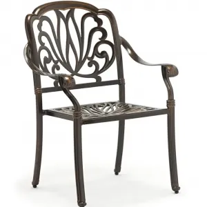 Cast Aluminum Rocking Chair-Classic Curved Base European Design Durable Dark Brown Farmhouse Villa Hotel Park Courtyard Dining