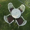 Cast Aluminum Rocking Chair-Classic Curved Base European Design Durable Dark Brown Farmhouse Villa Hotel Park Courtyard Dining