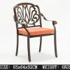 Cast Aluminum Rocking Chair-Classic Curved Base European Design Durable Dark Brown Farmhouse Villa Hotel Park Courtyard Dining