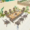 Classic Scrollwork Cast Aluminum Durable Garden Table-European Inspired Outdoor Dining for Apartment Villa Hotels Warehouse