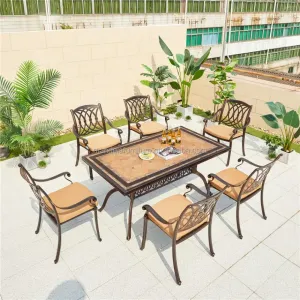 Classic Vine Scroll Cast Aluminum European Design Durable Dining Chair for Villa Courtyard Hotel Farmhouse Outdoor Use