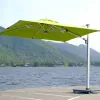 Commercial Foldable Waterproof Offset Cantilever Umbrella with LED Lights for Outdoor Cafe Hotel