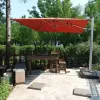 Commercial Foldable Waterproof Offset Cantilever Umbrella with LED Lights for Outdoor Cafe Hotel