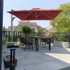 Commercial Foldable Waterproof Offset Cantilever Umbrella with LED Lights for Outdoor Cafe Hotel