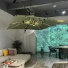 Commercial Foldable Waterproof Offset Cantilever Umbrella with LED Lights for Outdoor Cafe Hotel