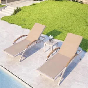 Commercial Grade Aluminum Chaise Lounge Treslin Mesh Fabric Modern Design UV Resistant Eco-Friendly Durable Outdoor Courtyard
