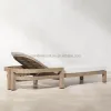 Commercial Grade Foldable Portable Modern Outdoor Villa Sunbed Teak Wood Frame with Quick Dry UV Resistant Cushion