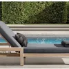 Commercial Grade Foldable Portable Modern Outdoor Villa Sunbed Teak Wood Frame with Quick Dry UV Resistant Cushion