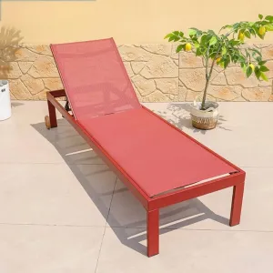 Commercial Grade Modern Design Wing Back Chaise Lounge Treslin Mesh Fabric Outdoor Garden Park Pool Warehouse Courtyard