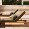 Commercial Grade Teak Chaise Lounge for Hotel Villa Courtyard Use Portable Design with Adjustable Backrest and Custom Color