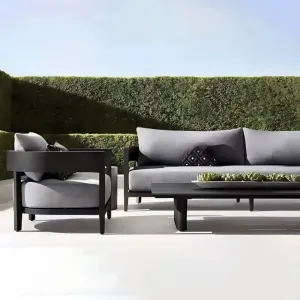 Compact Luxury Aluminum Patio Sofa Set Minimalist Outdoor Garden Furniture for Boutique Hotel Balcony and Villa