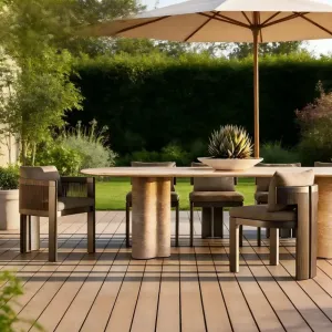 Contemporary Aluminum Patio Dining Table Set Luxury Garden Furniture Weatherproof Outdoor Restaurant Set