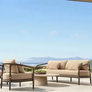 Contemporary Aluminum Patio Sofa Set Luxury Resort Sectional Furniture Weatherproof Outdoor Living Room Sofa