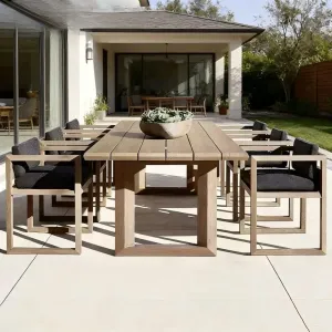 Contemporary Grade A Teak Wood Outdoor Dining Furniture Set for Luxury Villa Garden and Upscale Resort Hotel Patio Area