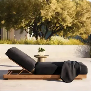 Contemporary Grade a Teak Wood Outdoor Sun Lounger for Luxury Villa Poolside and Upscale Resort Hotel Garden Lounge Area