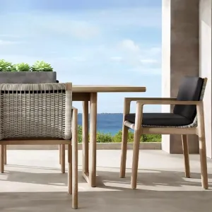 Contemporary Solid Teak Wood Garden Dining Furniture Set Weather Resistant for Luxury Villa and High-end Resort Patio