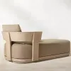 Contemporary Solid Teak Wood Sun Lounger Set Weather Resistant Outdoor Daybed for Luxury Villa and High-end Resort Deck