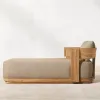 Contemporary Solid Teak Wood Sun Lounger Set Weather Resistant Outdoor Daybed for Luxury Villa and High-end Resort Deck