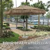 Custom Portable Aluminum Pole Modern Park Boho Beach Luxury Fringed Outdoor Furniture Patio Umbrella Foldable Crank Lift Auto
