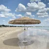 Custom Portable Aluminum Pole Modern Park Boho Beach Luxury Fringed Outdoor Furniture Patio Umbrella Foldable Crank Lift Auto