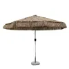 Custom Portable Aluminum Pole Modern Park Boho Beach Luxury Fringed Outdoor Furniture Patio Umbrella Foldable Crank Lift Auto