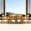 Durable Hotel Villa Courtyard Teak Wood Modern Outdoor Dining Set with Waterproof UV-Resistant Dining Chairs
