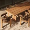 Durable Premium Teak Wood Outdoor Dining Set with Cushioned Chairs for High-end Hotel Restaurant and Luxury Villa Garden