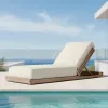 Durable Premium Teak Wood Outdoor Sunbed with Sunbrella Cushion for High-end Hotel Pool and Luxury Villa Backyard Space
