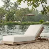 Durable Premium Teak Wood Outdoor Sunbed with Sunbrella Cushion for High-end Hotel Pool and Luxury Villa Backyard Space