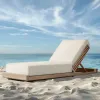 Durable Premium Teak Wood Outdoor Sunbed with Sunbrella Cushion for High-end Hotel Pool and Luxury Villa Backyard Space