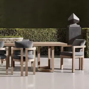 Durable Solid Teak Wood Patio Dining Set Modern Outdoor Table and Chairs for High-end Resort and Star Hotel Garden Decor