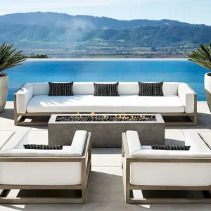 Durable Teak Sofa Set for Courtyard Beach-Modern Design Waterproof Dining Garden Outdoor Furniture for Living Room Hotel Use