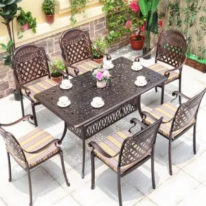 Empire Series Durable Aluminum Alloy Neoclassical European Outdoor Dining Table for Hotels Villas Parks Living Rooms