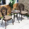European Classical Aluminum Alloy Durable Outdoor Coffee Table with Curved Vine Base and Tile Inlay for Hotel Apartment Use