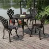 European Scroll Design Durable Cast Aluminum Garden Chair with Cushion for Villa Farmhouse Dining Hotel Outdoor Use