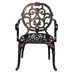 European Scroll Design Durable Cast Aluminum Patio Chair with Antique Bronze Finish for Villa Courtyard