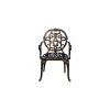 European Scroll Design Durable Cast Aluminum Patio Chair with Antique Bronze Finish for Villa Courtyard