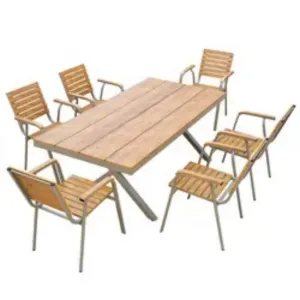 Extra Large 6-Seater Commercial Aluminum Waterproof Durable Dining Set Outdoor Tables for Resort Villa Use