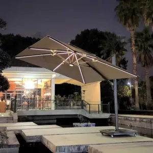 Extra Wide 3m Square Foldable Lightweight Waterproof Sun Umbrella for Large Patio Terrace Hotel Hospital Use
