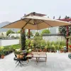 9 FT Modern Solar Powered Aluminum Patio Umbrella LED Lights Push Button Tilt Outdoor Furniture for Garden Deck Hotels Beaches