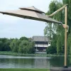 9 FT Modern Solar Powered Aluminum Patio Umbrella LED Lights Push Button Tilt Outdoor Furniture for Garden Deck Hotels Beaches