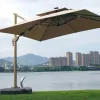 9 FT Modern Solar Powered Aluminum Patio Umbrella LED Lights Push Button Tilt Outdoor Furniture for Garden Deck Hotels Beaches
