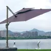 9 FT Modern Solar Powered Aluminum Patio Umbrella LED Lights Push Button Tilt Outdoor Furniture for Garden Deck Hotels Beaches
