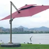 9 FT Modern Solar Powered Aluminum Patio Umbrella LED Lights Push Button Tilt Outdoor Furniture for Garden Deck Hotels Beaches