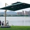 9 FT Modern Solar Powered Aluminum Patio Umbrella LED Lights Push Button Tilt Outdoor Furniture for Garden Deck Hotels Beaches